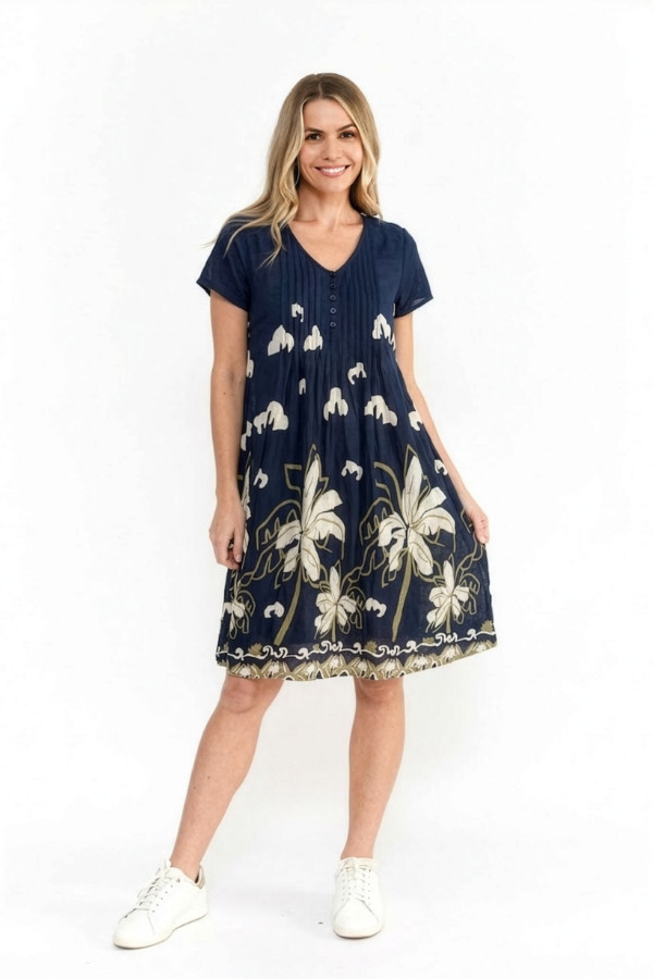 Nicola Dress Cap Sleeve Dress, Seaside Navy Dress DW26J